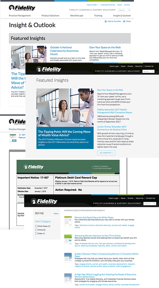 Fidelity Institutional screen shots